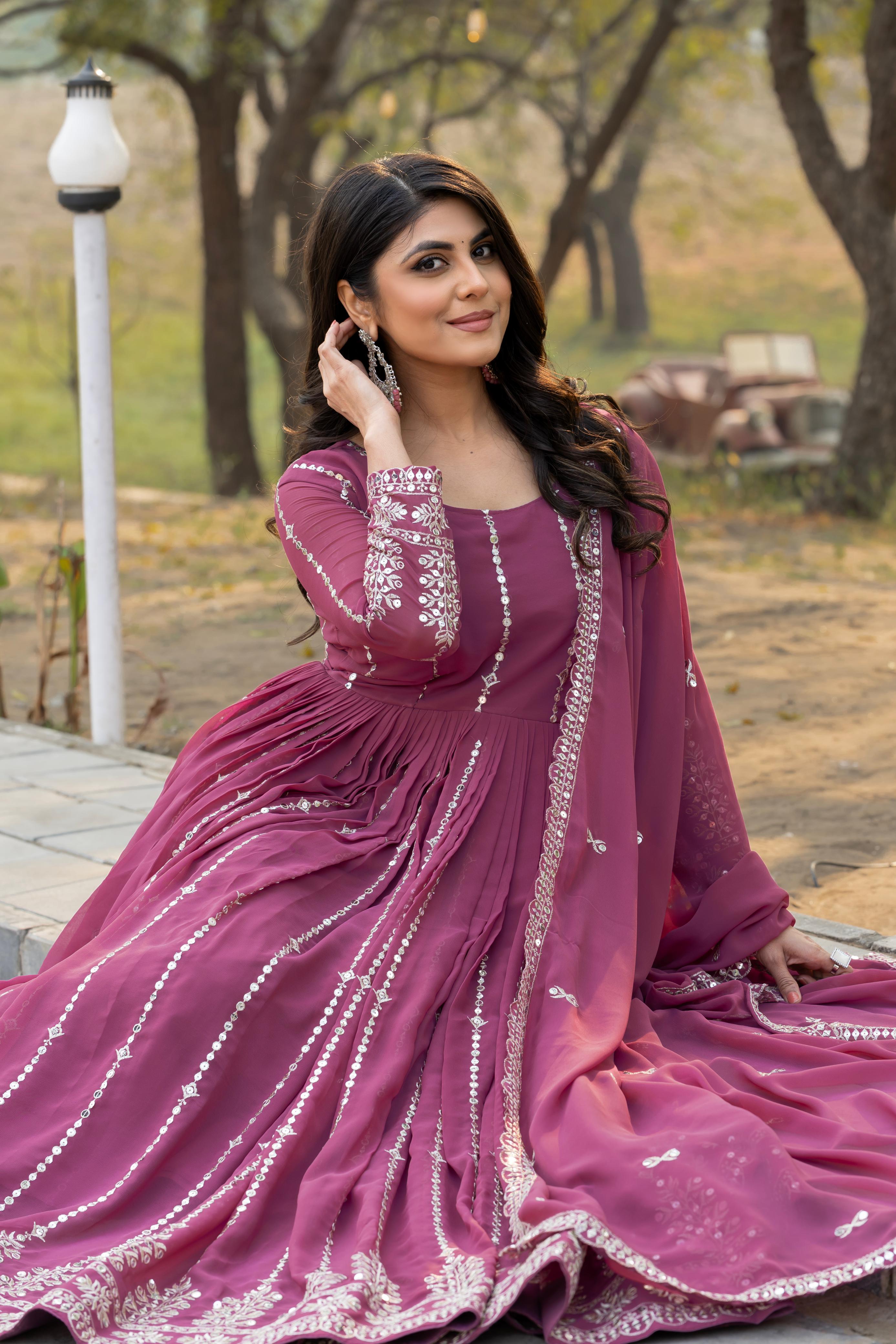 Fox Georgette Heavy sequence Embroidery Gown