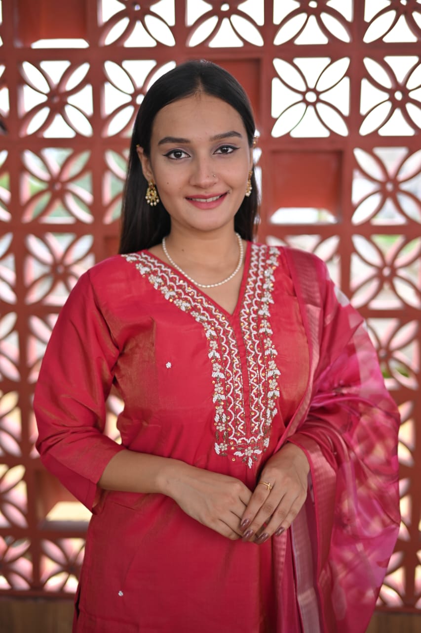 Pink Floral Kurti Set